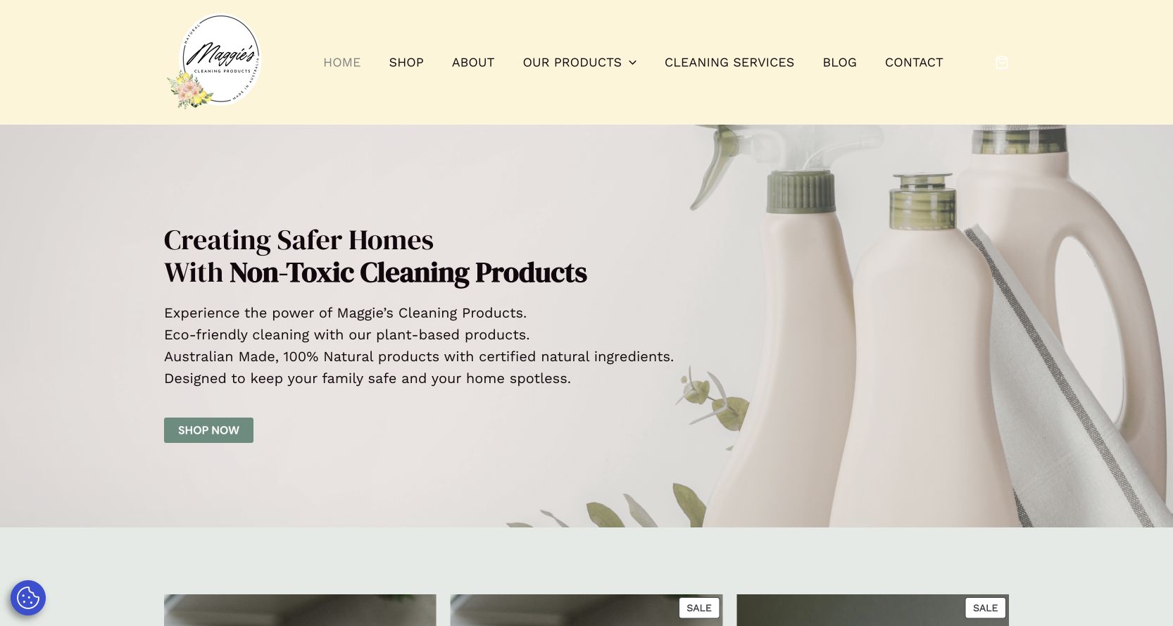 Maggie’s Cleaning Products website by Lauren Veling — staged work in progress